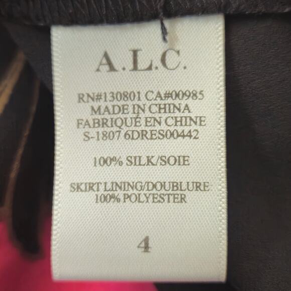 A.L.C ALC Cora Wrap Dress Silk Hot Pink Floral Size 4 - Picture 4 of 10